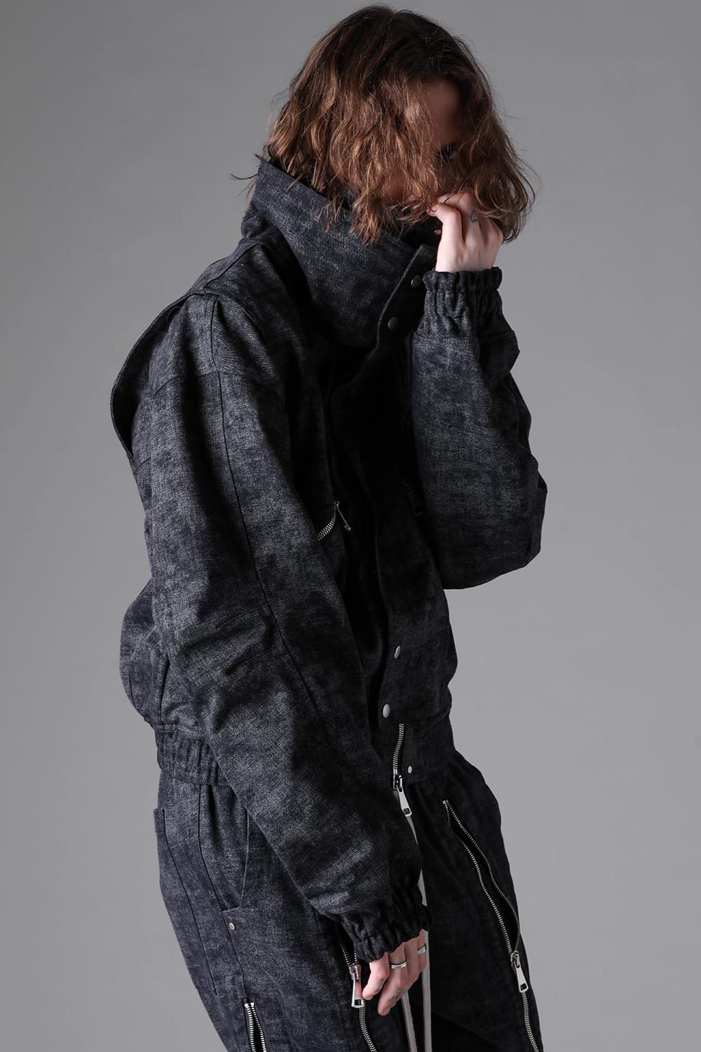 Synthetic Leather High Neck Blouson