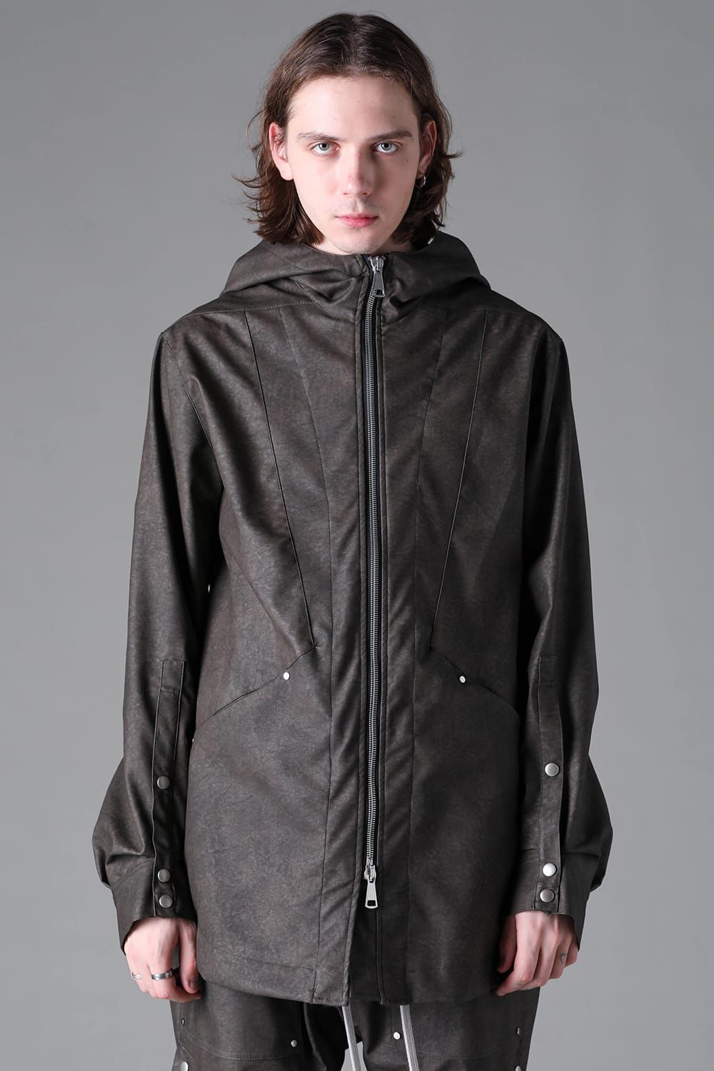 Vegan Leather Hoodie Blouson
