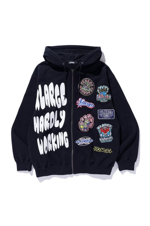 MULTI LOGO ZIP UP HOODED SWEATSHIRT / ブラック