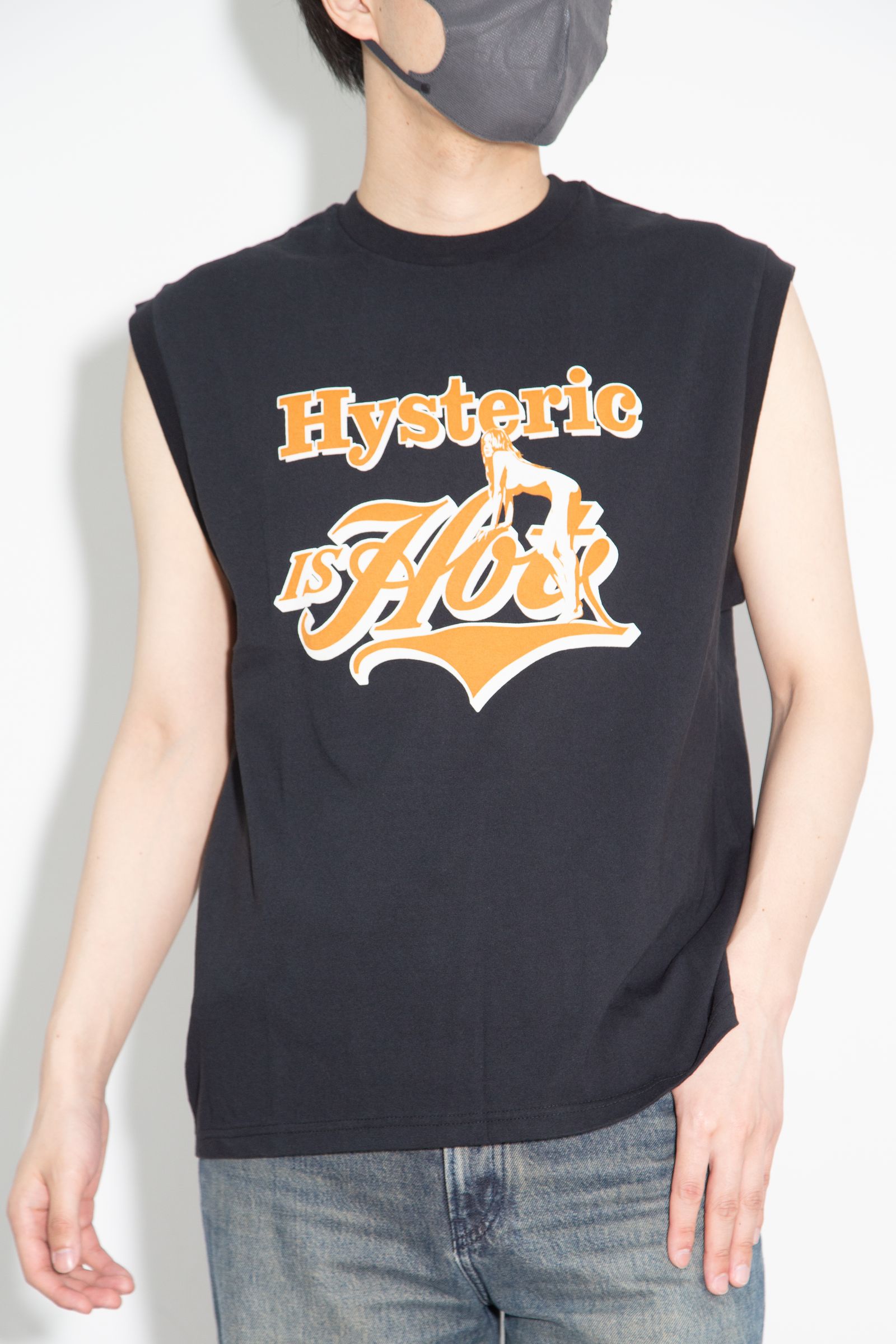 HYSTERIC IS HOT ノースリーブTシャツ / ブラック