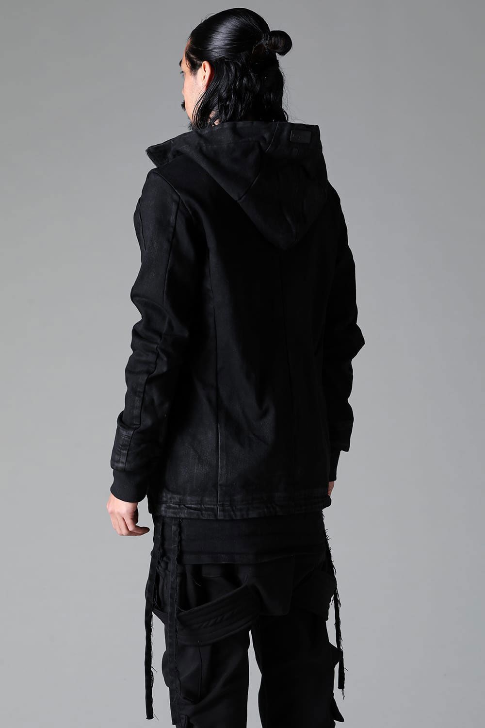 【コーティングあり】デニムフーディージャケット / COATED HOODIE DENIM JKT / ブラック / ag-12040-1