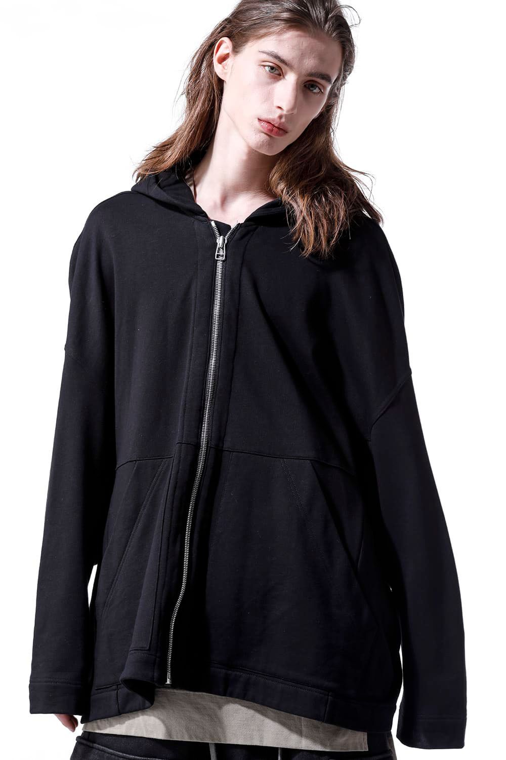 スウェットドルマンジップフーディ / Sweat Dolman Zip Hoodie / ブラック