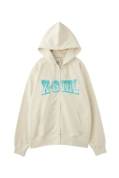 FAUX FUR LOGO ZIP UP SWEAT HOODIE / ホワイト