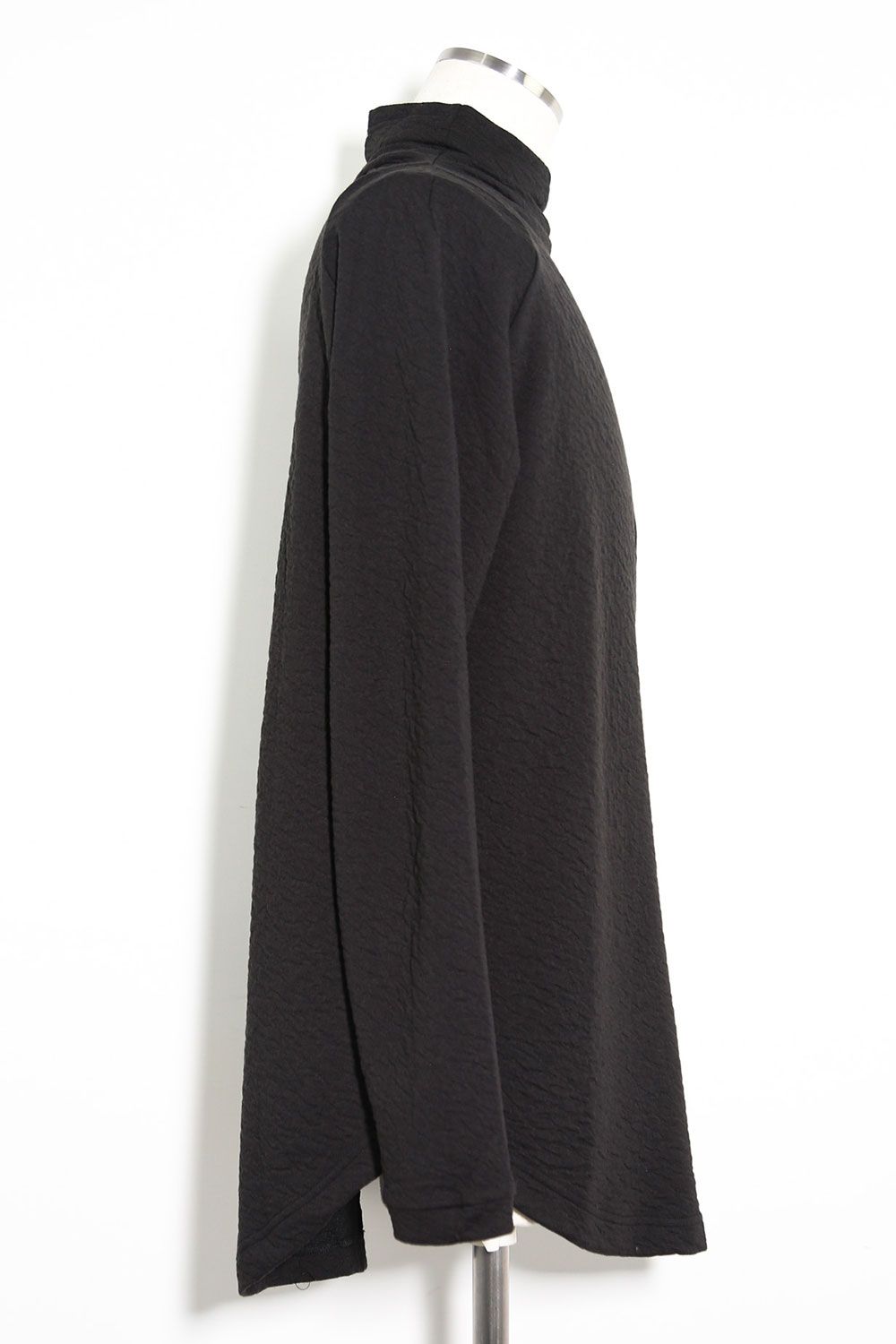 MOCK NECK LONG SLEEVE T-SHIRT 223-303 / シボ加工モックネックロングスリーブTee / ブラック