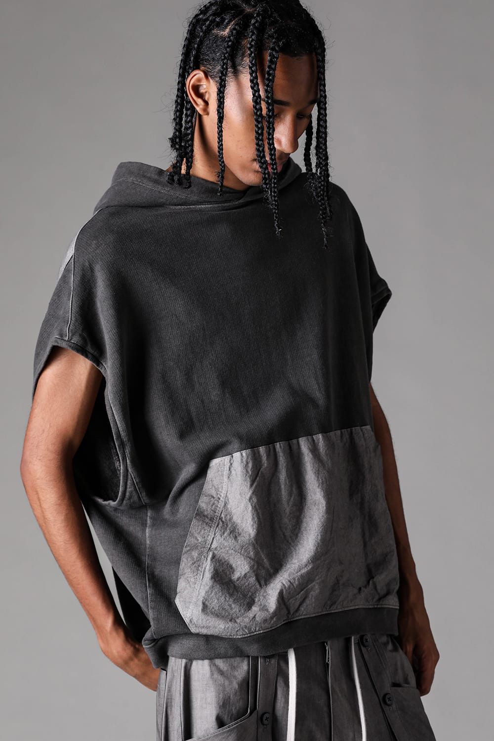 Sumi Dyed Sleeveless Hoodie