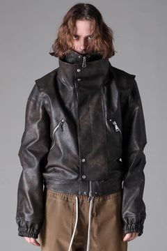 Vegan Leather High Neck Blouson