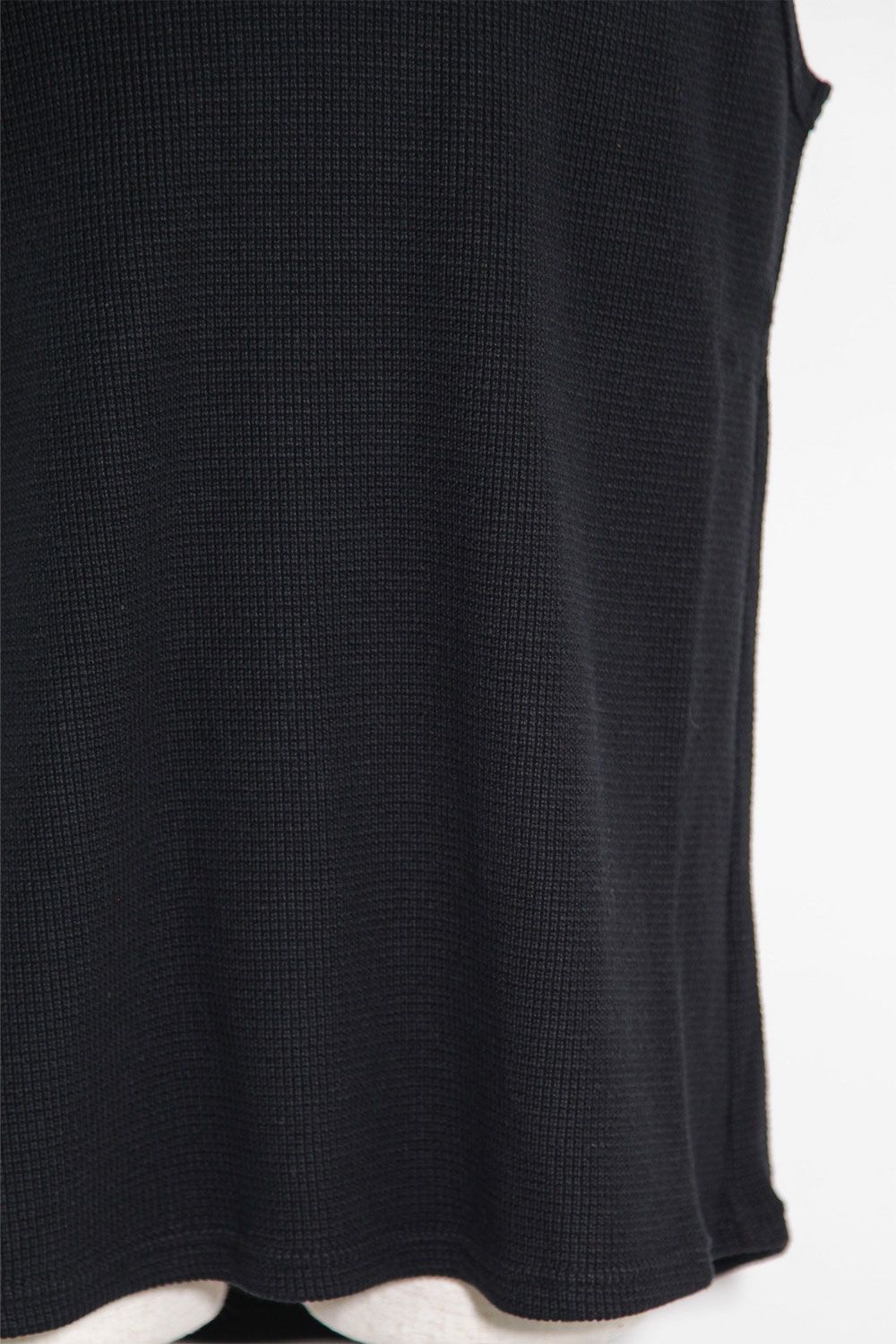 ミドル丈ワッフルタンクトップ / Middle Length Tank Top / ブラック / ag-10096-1