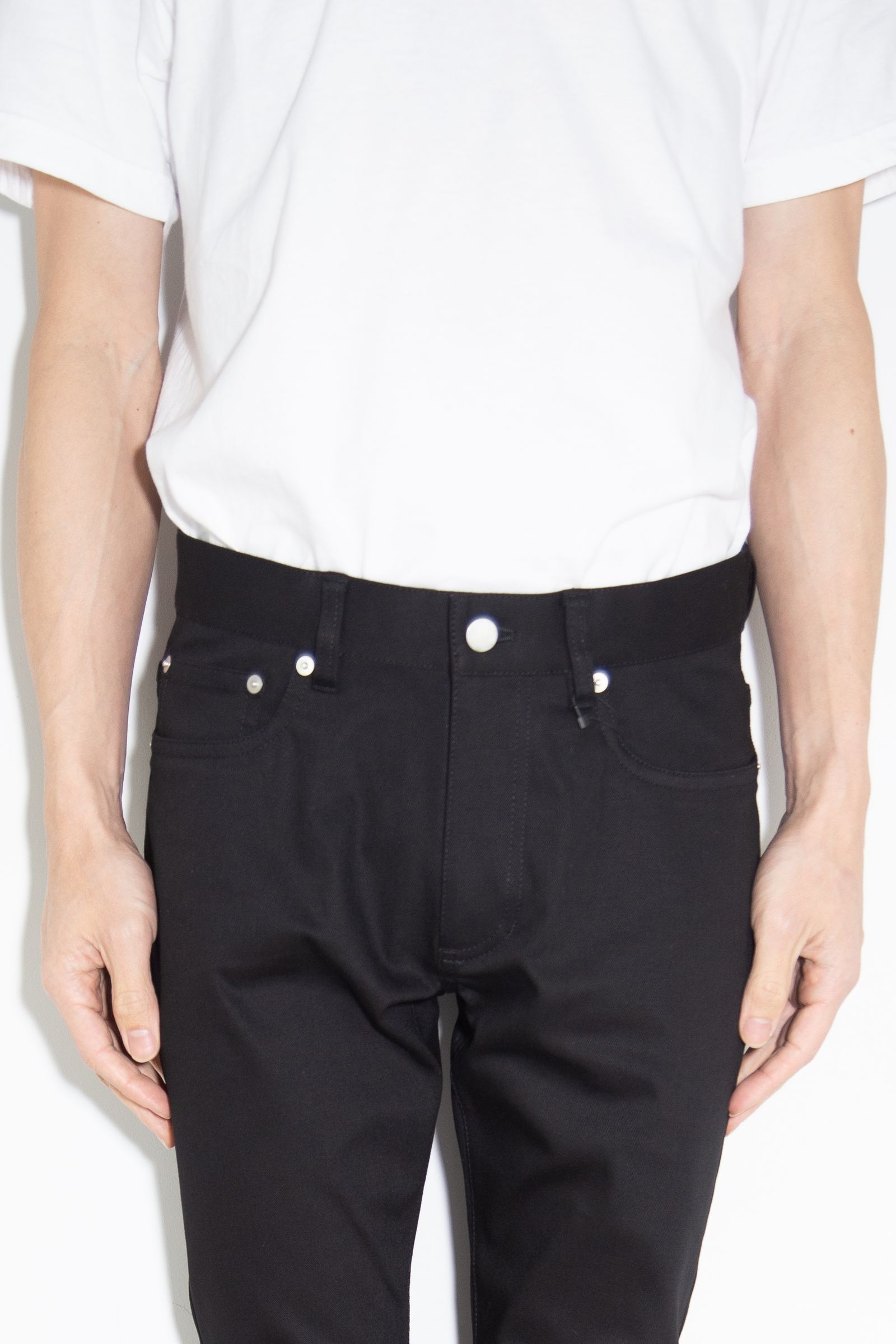 RUBBER STRECH TWILL 5POCKET SKINNY PANTS / ブラック
