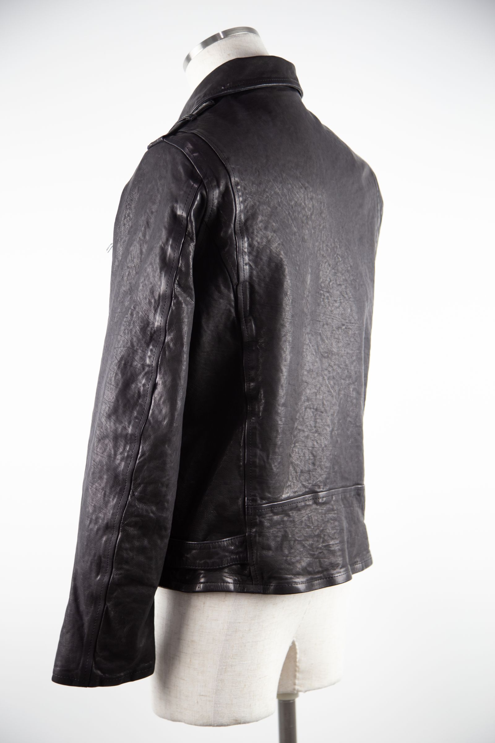 JAPAN CALF NATURAL DYED “GARMENT-WASH” DOUBLE RIDERS / ブラック