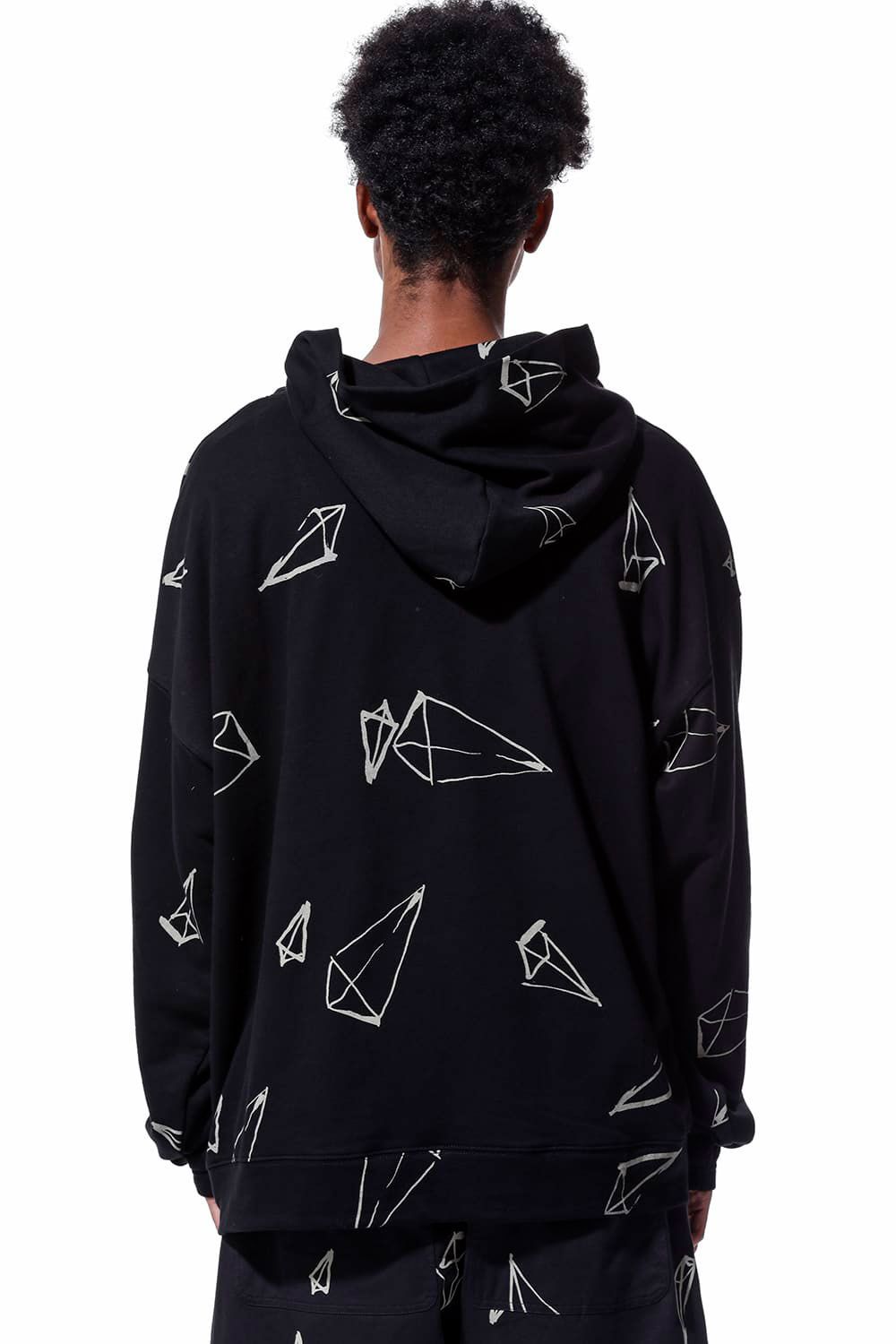 総柄プリントパーカー / Print Sweat Hoodie / ブラック / ag-7016