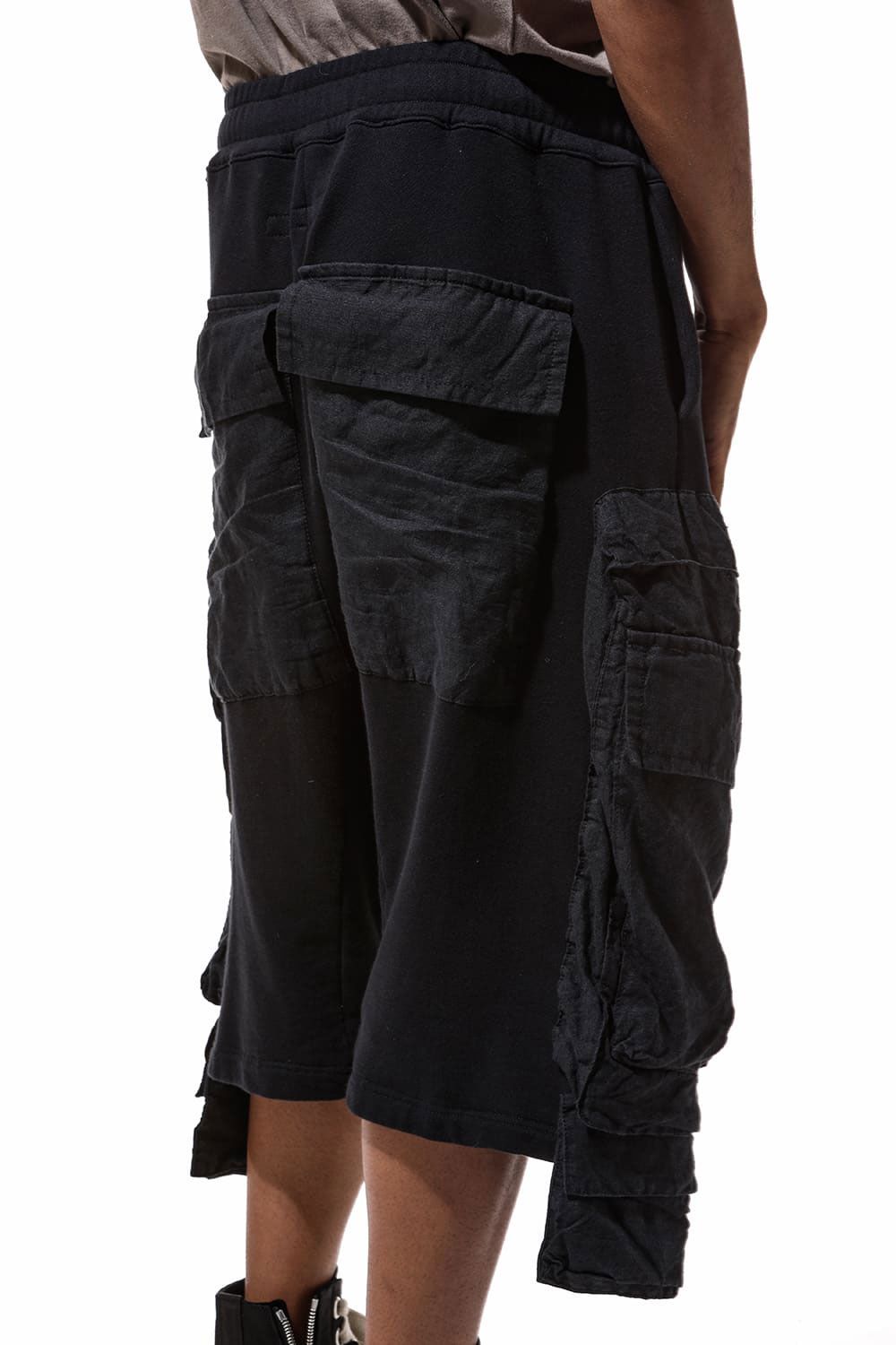 コットンリネンコンビスウェットショーツ / Linen Combi Sweat Shorts / ブラック / ag-9054