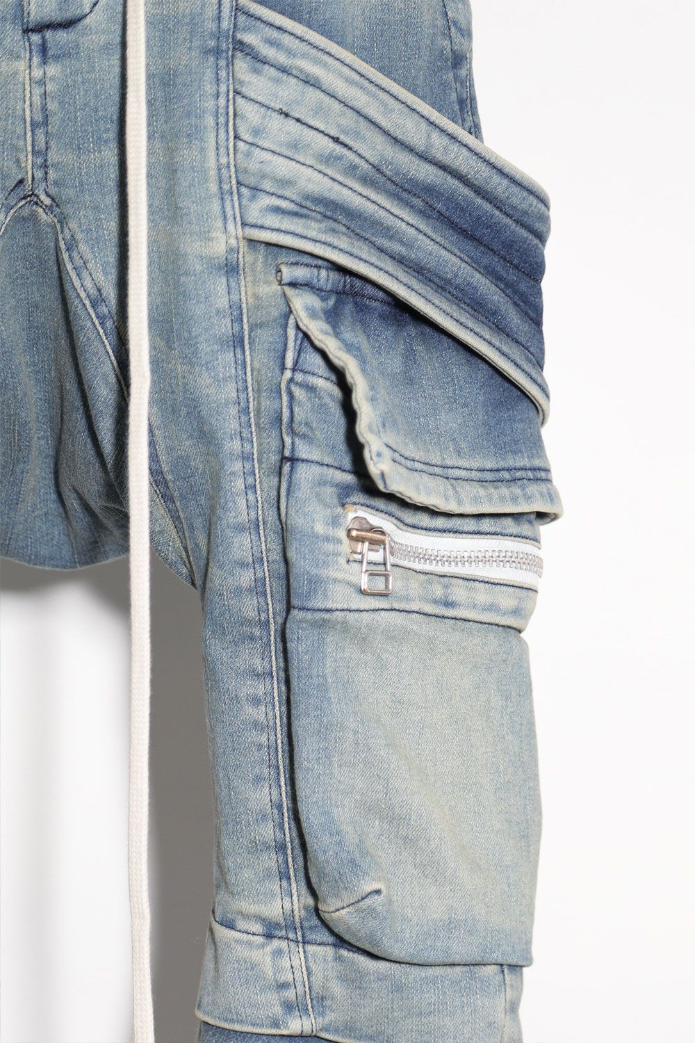 サルエルカーゴスキニーデニム / Indigo Denim Cargo Sarouel Skinny / インディゴブルー / ag-6036-2