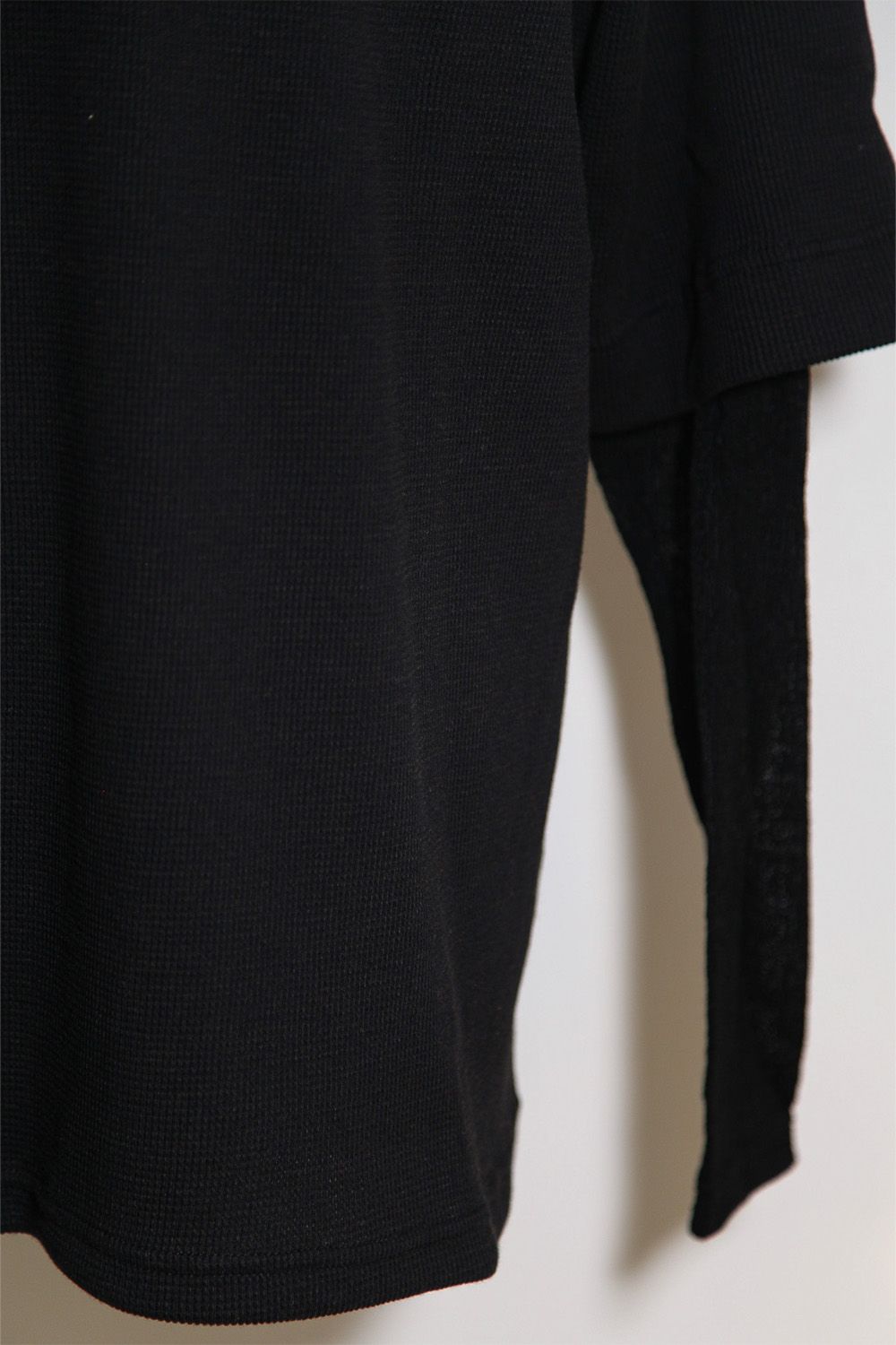 [ラスト1点 サイズ2] LAYERED CREW NECK TOP / ブラック / ag-12111