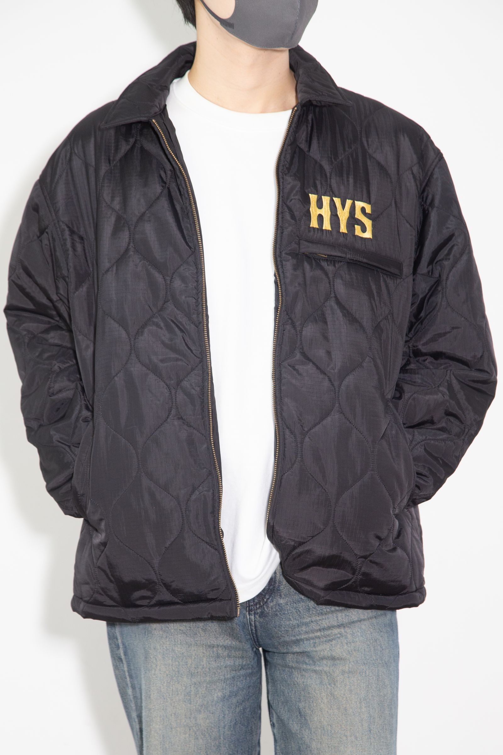 GUITAR GIRL MICHIGAN刺繍 キルティングジャケット / ブラック