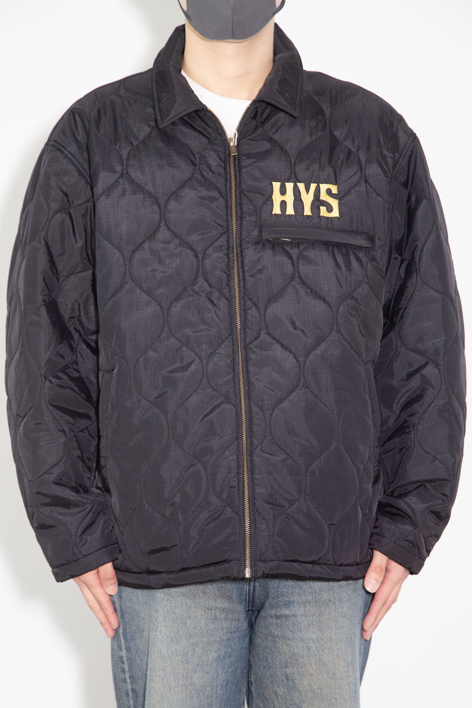 GUITAR GIRL MICHIGAN刺繍 キルティングジャケット / ブラック