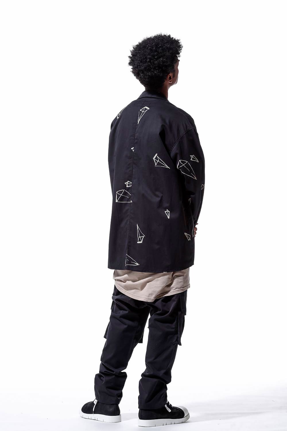 総柄プリントシャツ / Print Long Sleeve Shirts / ブラック / ag-6999