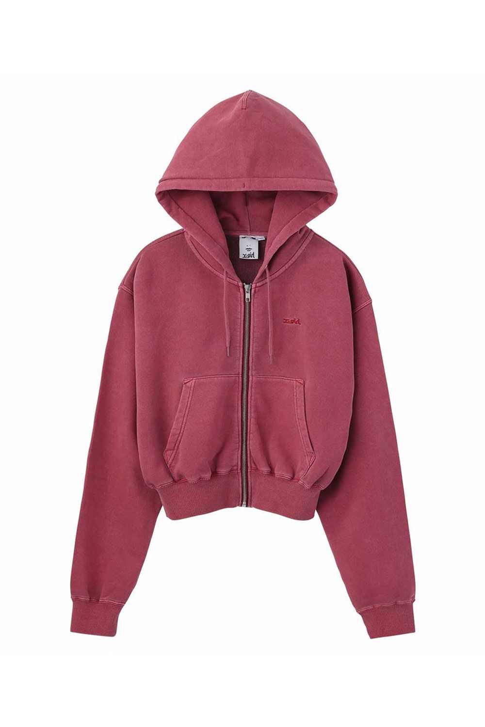 X-girl - PIGMENT DYED SWEAT ZIP UP HOODIE / バーガンディー | Tempt