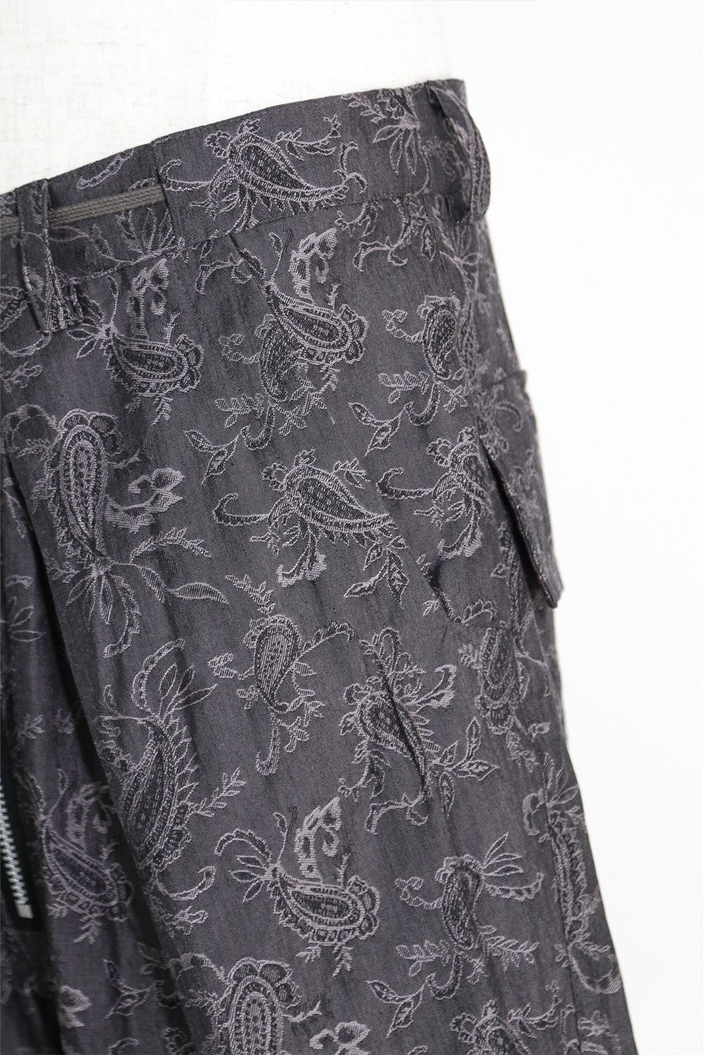 ペイズリー袴タックショーツ / Paisley Front Zip Tuck Shorts / ダークグレー / ag-9061-1