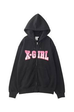 FAUX FUR LOGO ZIP UP SWEAT HOODIE / ブラック