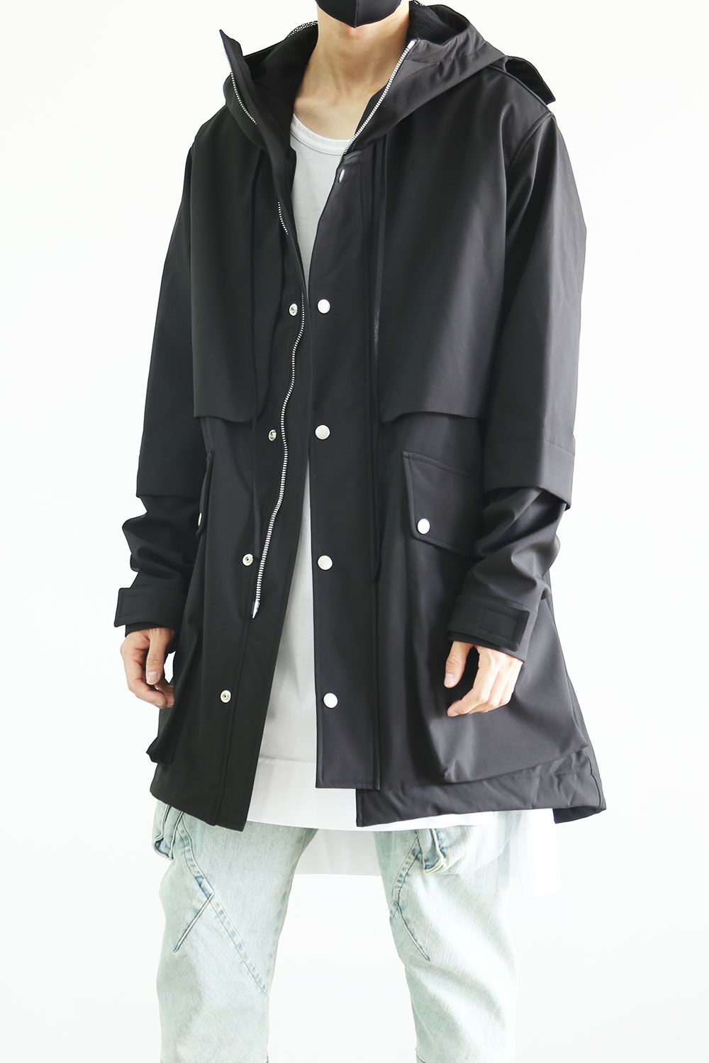 Nylon×Fleece Bonding hoodie Blouson / ブラック
