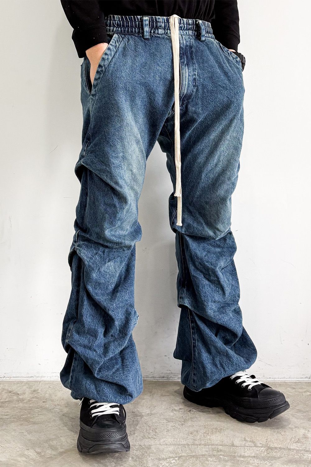 デニムタックスリムバギーパンツ / Denim Tuck Slim Baggy Pants / ブルー / ag-8060