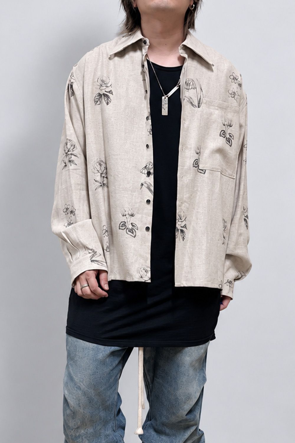 Botanical Print Oversized Shirt / エクリュ