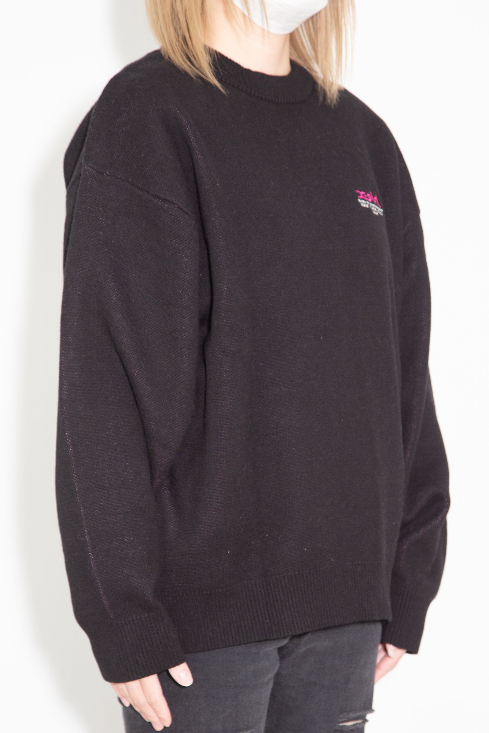 FACE JACQUARD KNIT TOP / ブラック