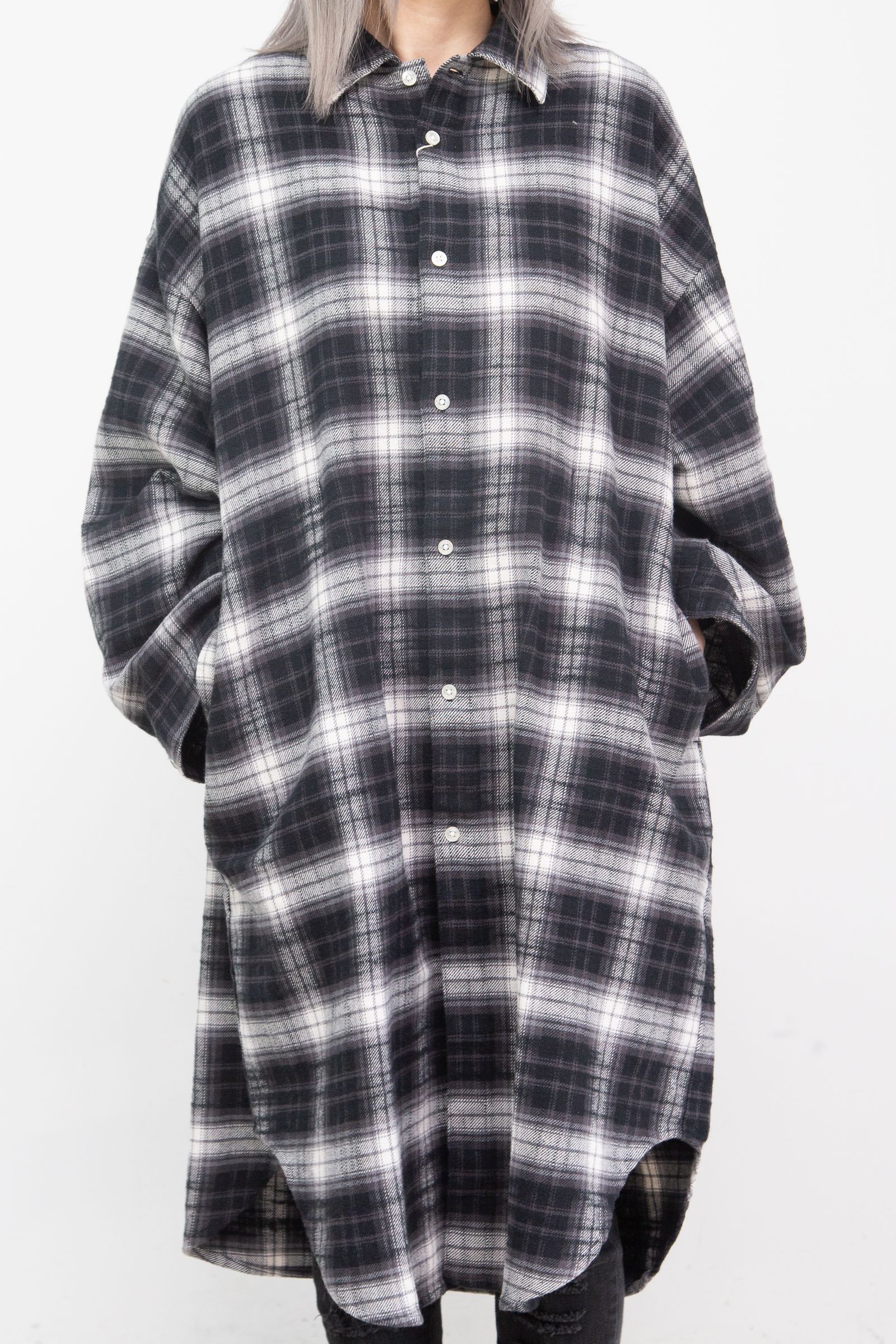 FM MONDO RADIO チェックシャツワンピース / ブラック