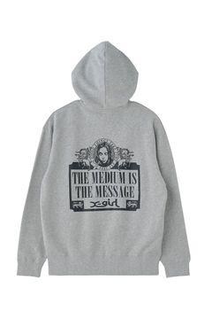 [ラスト1点 サイズ M] VINTAGE LABEL FACE LOGO ZIP UP SWEAT HOODIE / アッシュ