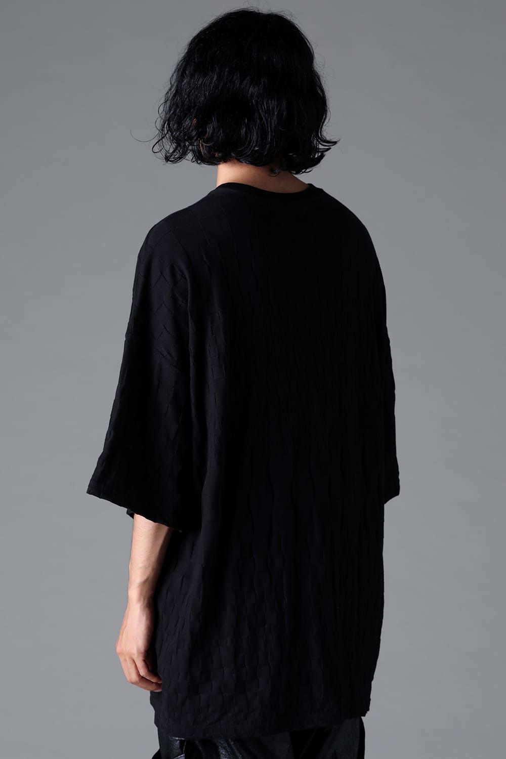 GRADIENT PLAID PATTERN JUMBO TEE / ブラック