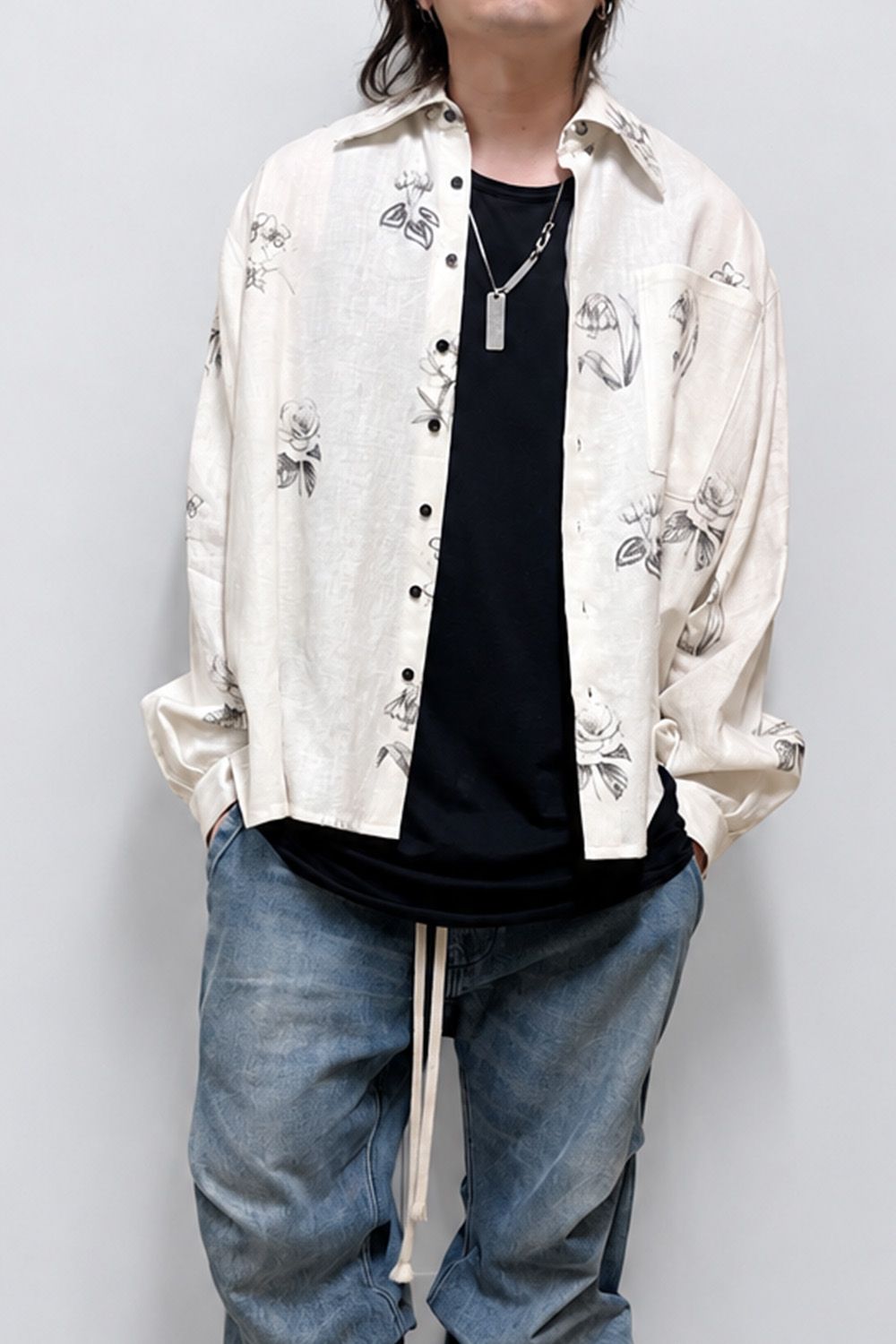 Botanical Print Oversized Shirt / ホワイト