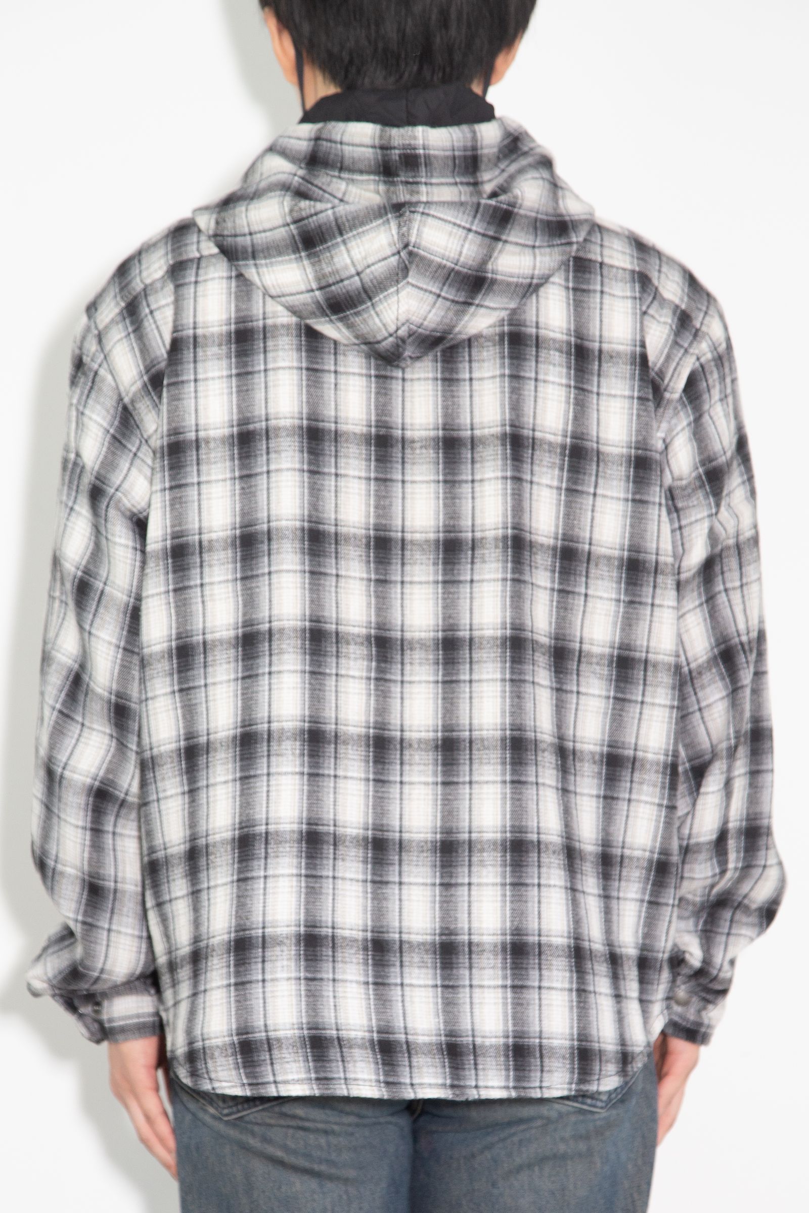 HOODED FLANNEL SHIRT / ブラック