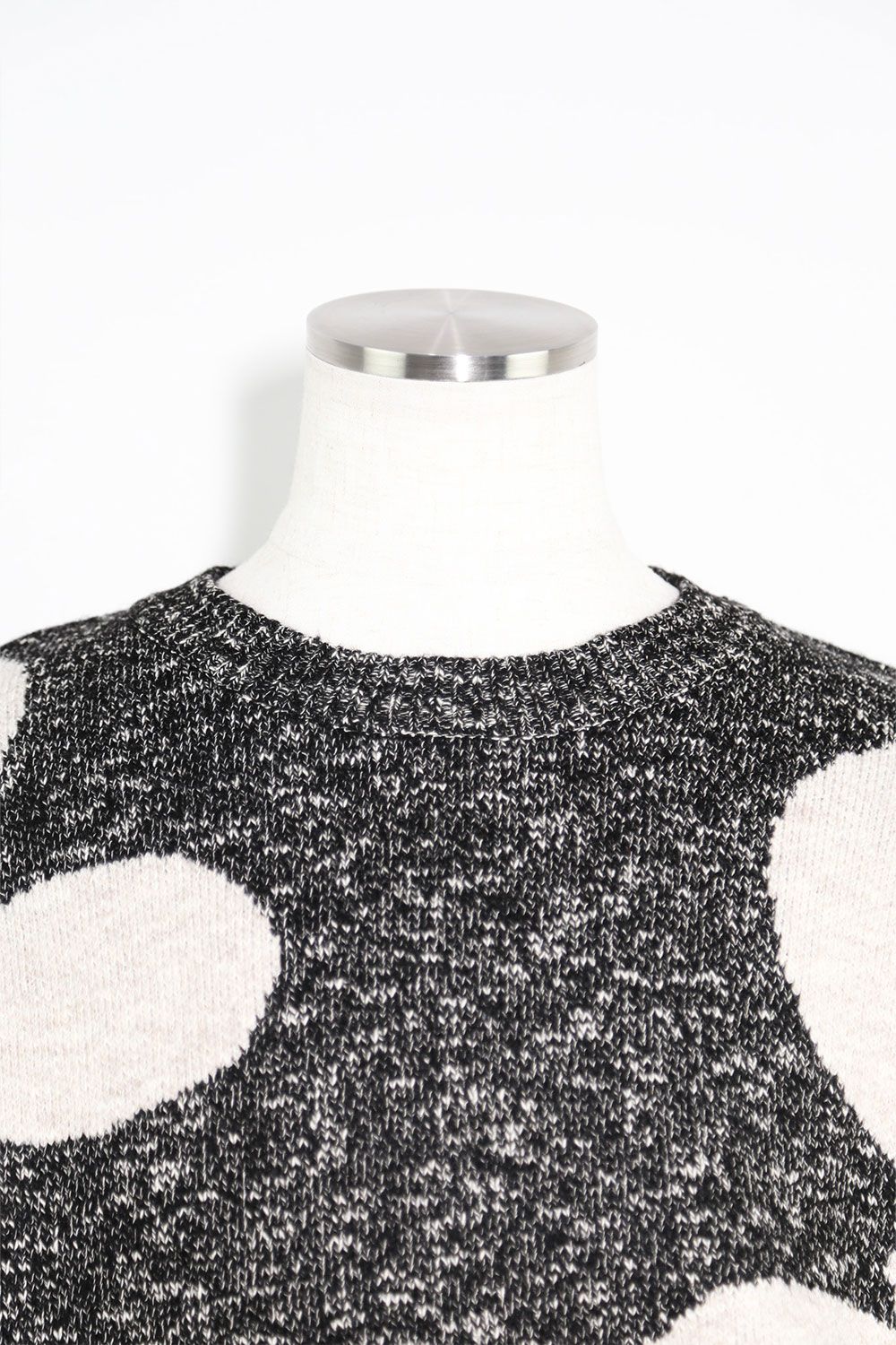ドット模様リラックスフィットニット / Polka Pattern Knit Top / グレー×ベージュ / ag-8011