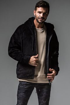 boa zip loose hoodie / ブラック