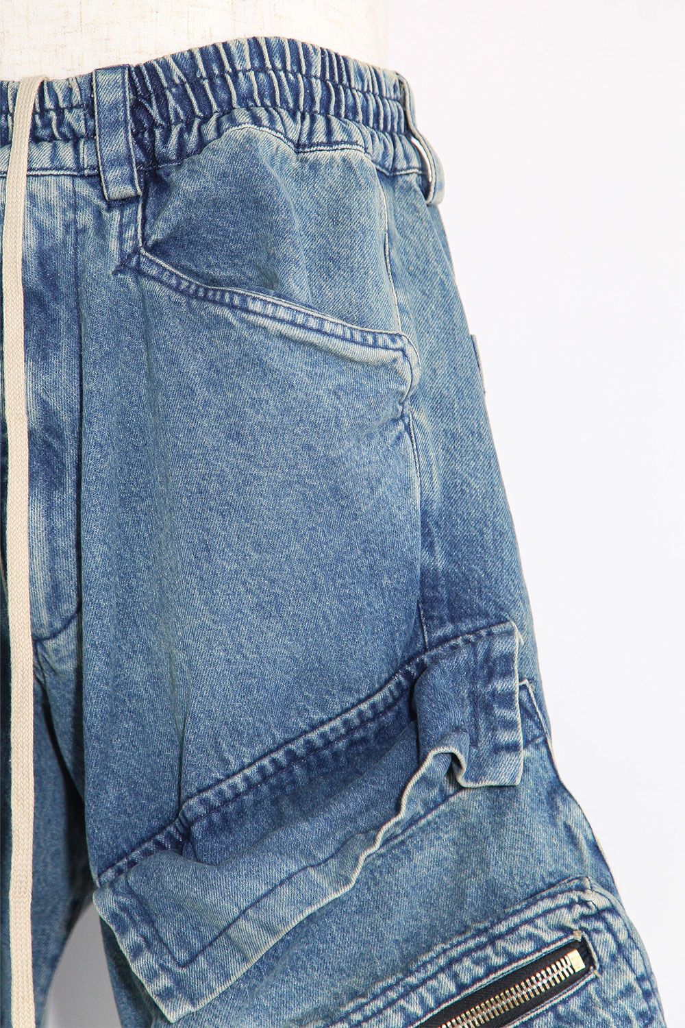 デニムカーゴタックバギーパンツ / Denim Cargo Tuck Baggy Pants / ブルー / ag-11018-3