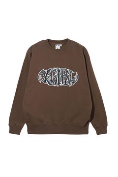 TRIBAL SHAPED LOGO PATCH CREWNECK SWEAT TOP / ブラウン