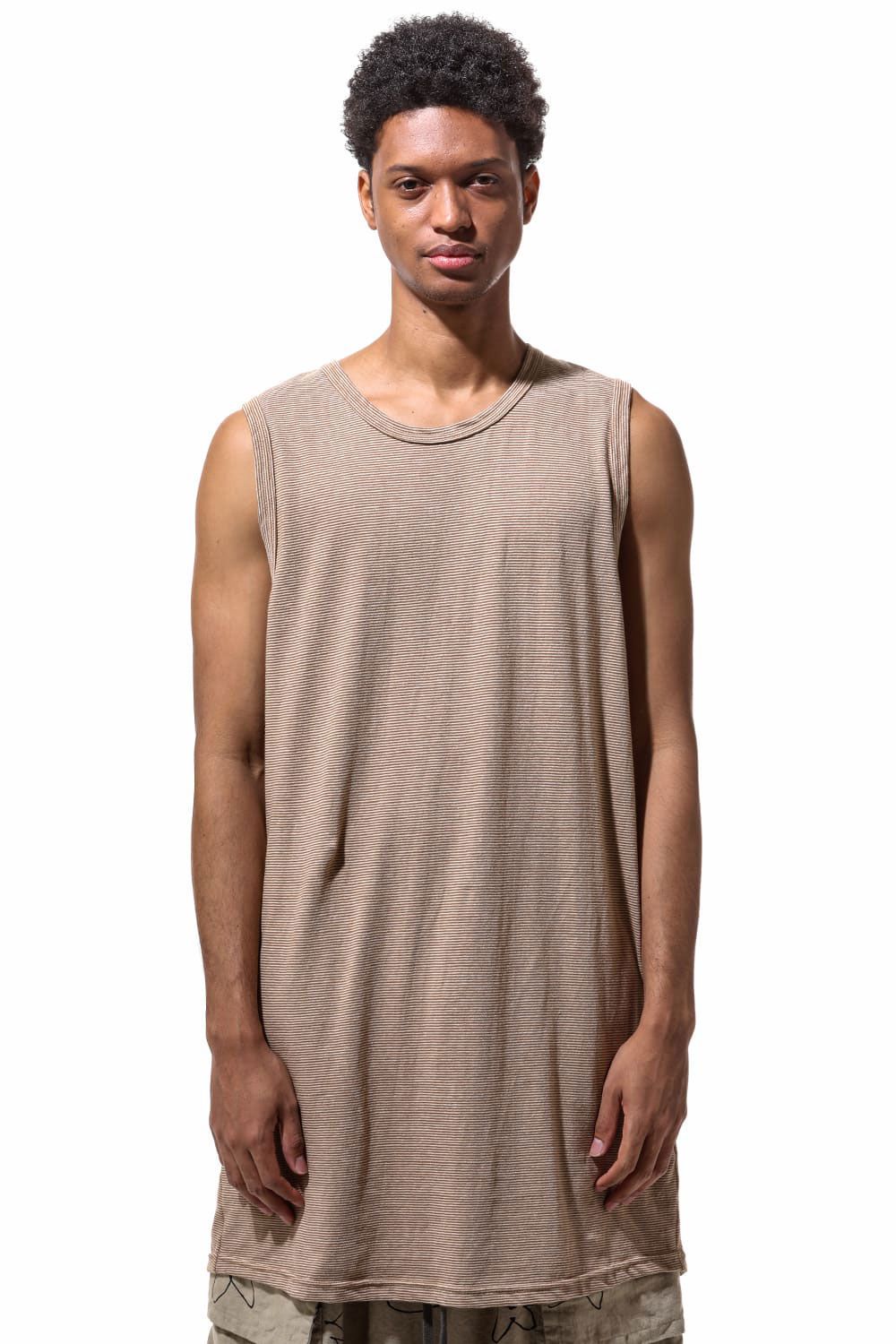 ストライプロングタンクトップ / Stripes Long Tank Top / マスタード×アイボリー