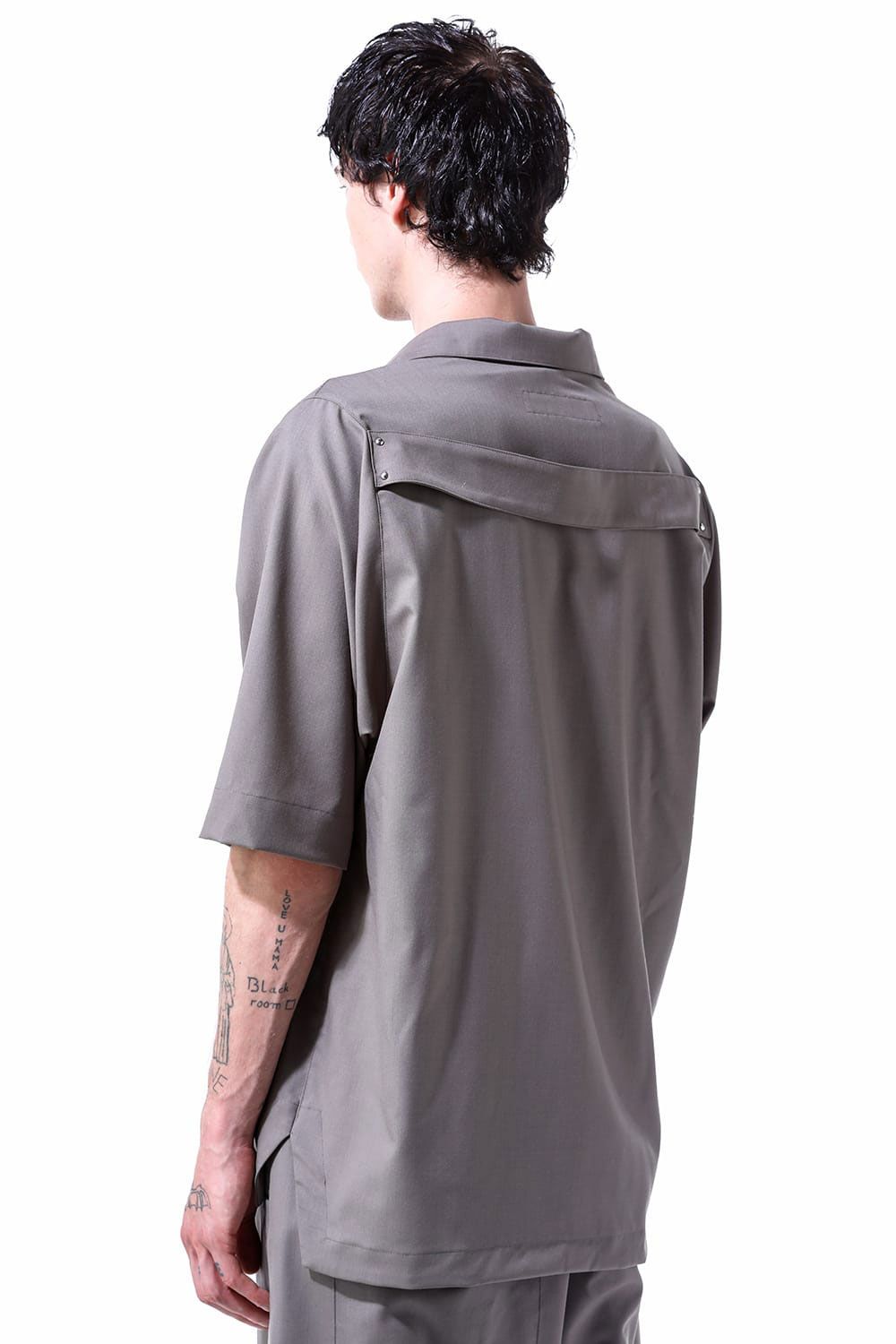 サマーウールハーフスリーブシャツ / Summer Wool Half Sleeve Shirts / ブラック / ag-11040