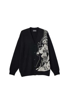 GUITAR GIRL編込 カーディガン / ブラック