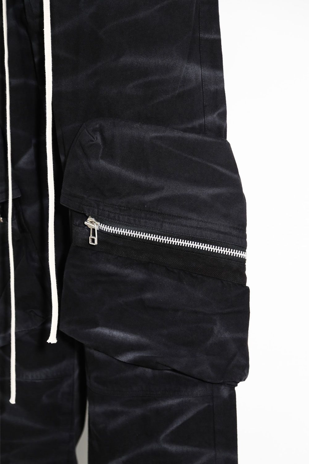 ヴィンテージ染めワイドカーゴパンツ / Vintage Dyed Pocket Long Pants / ブラック