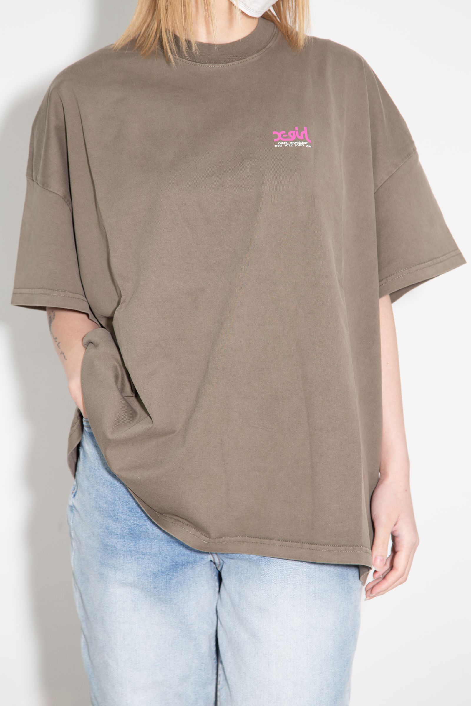 ［ラスト1点 サイズS］FADED FACE S/S BIG TEE DRESS / オリーブ