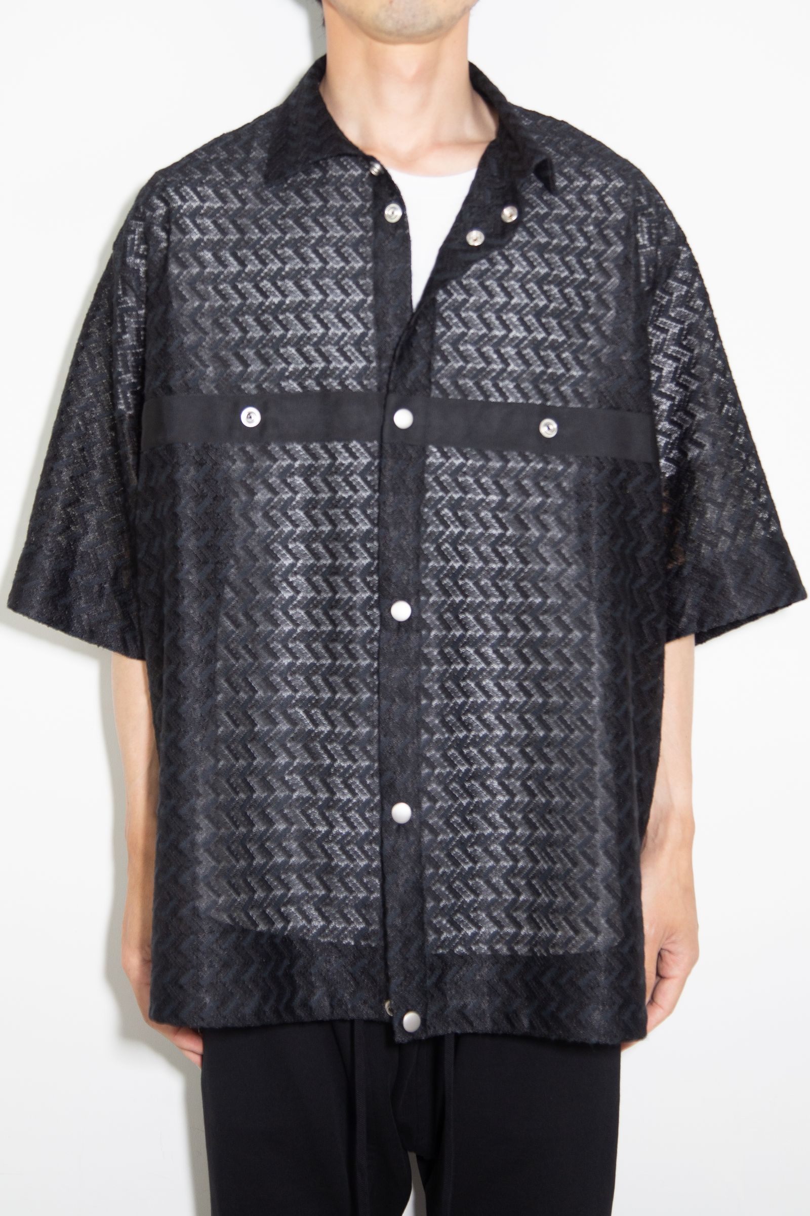 レース編みシャツ / Lace Shirts / ブラック / ag-9096