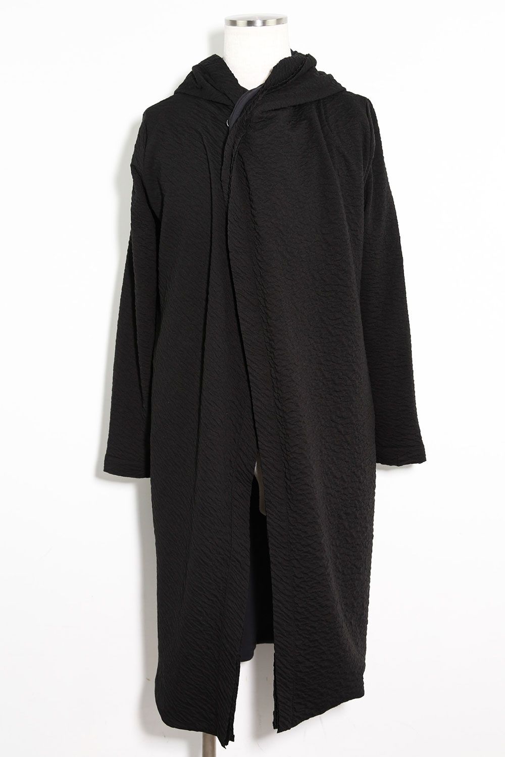 LONG CARDIGAN 223-304 / シボ加工ロングカーディガン / ブラック