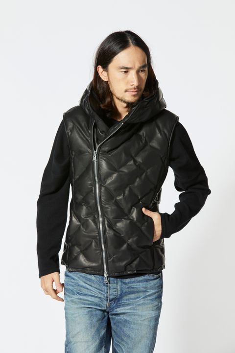 MONOCHROME LUXURY STEER 0.6mm “POLISH WHITE GOOSE DOWN” VEST / ブラック