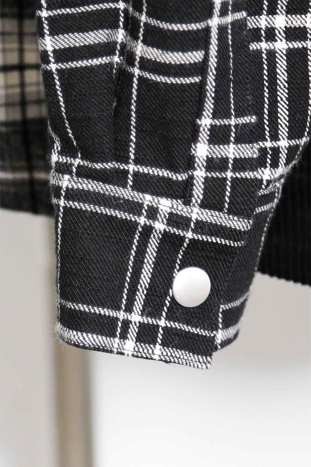 コーデュロイチェックコンビシャツ / Corduroy × Check Combi Shirts / ブラック / ag-8075
