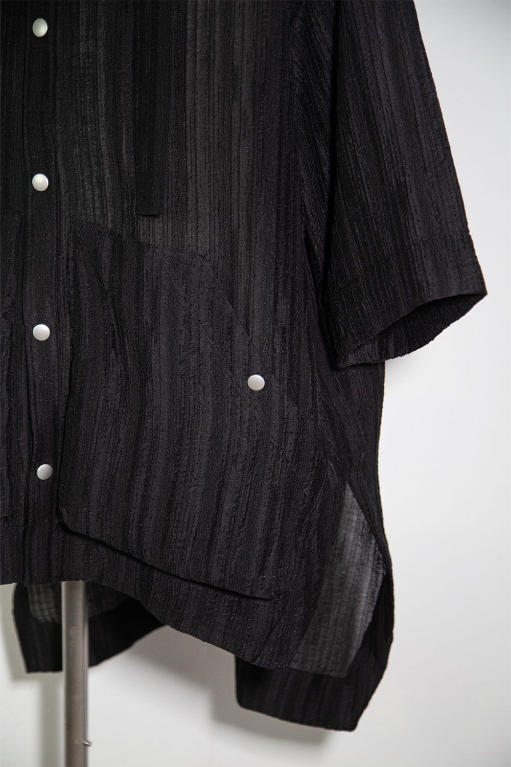 シアー楊柳シャツフーディー / Sheer Yo-Ryu Hoodie Shirts / ブラック / ag-11067