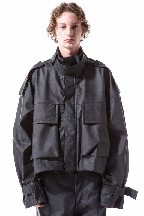 Synthetic Leather よじる College Jacket ブラック 