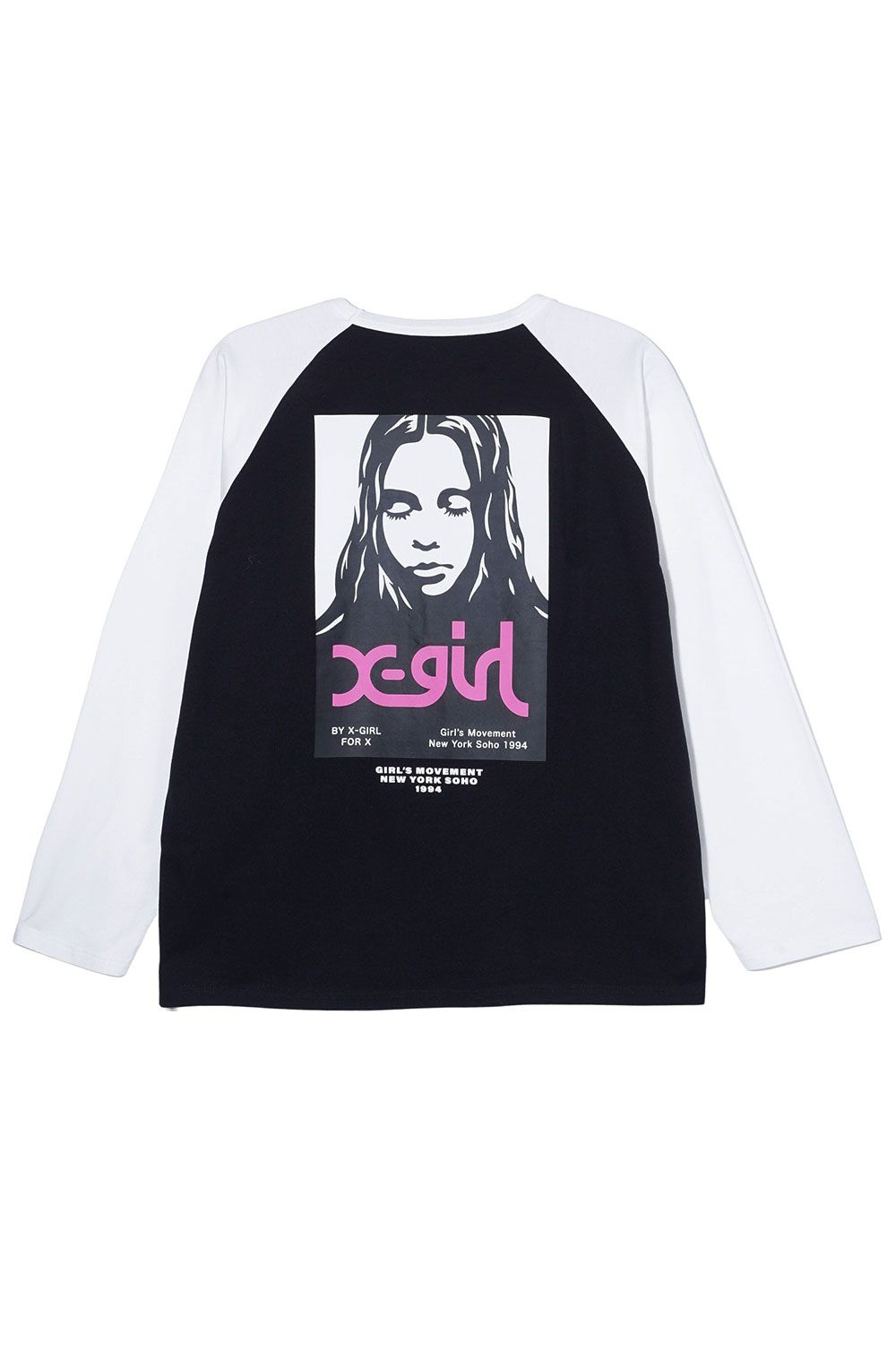 X-girl FACE POSTER BIG TEE ベースボールT 長袖 バックプリント エックスガール X-girl エックスガールフェイスポスター ベース