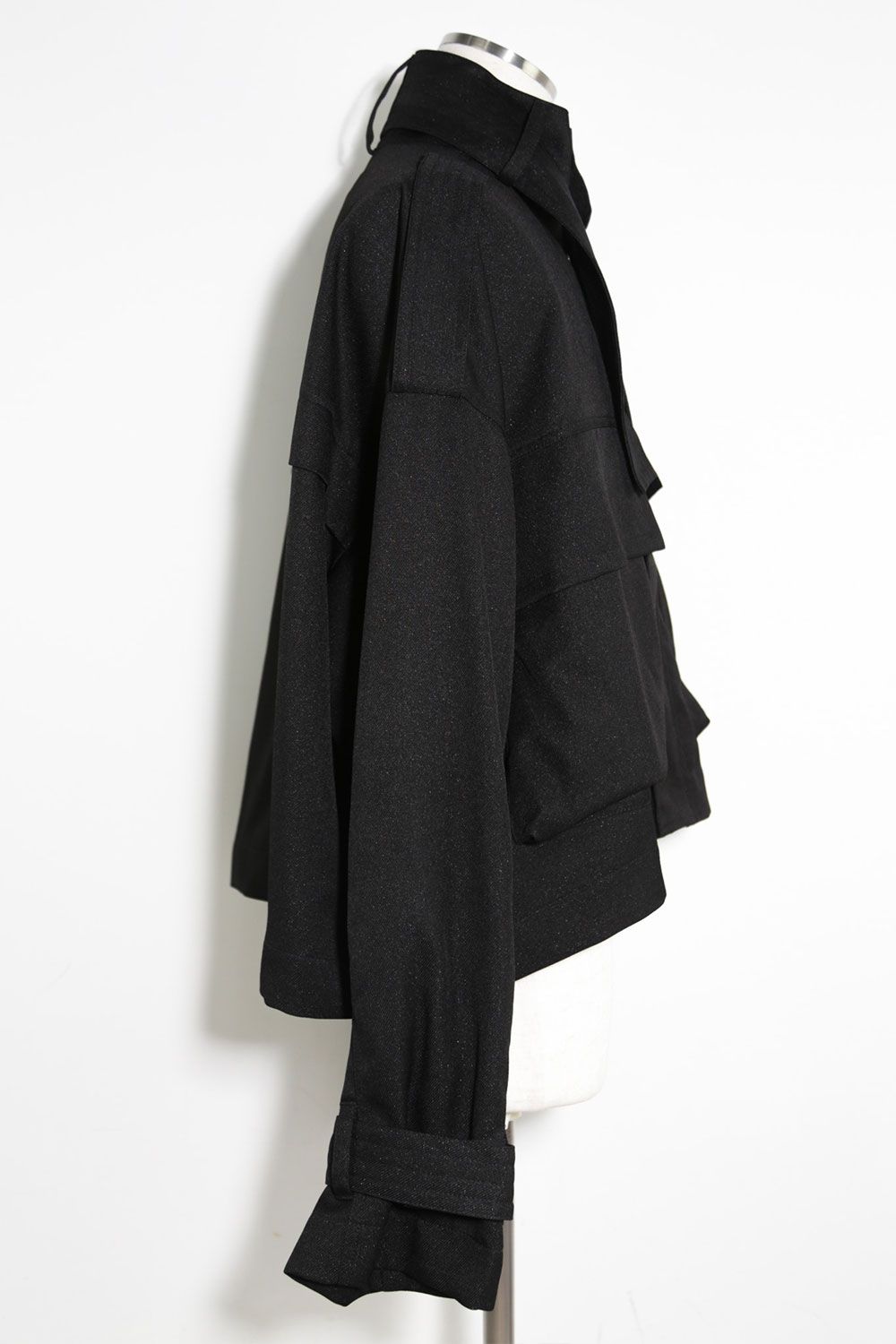 ツイルミリタリーブルゾン / Twill Cropped Military Blouson / ブラック / ag-10026-1