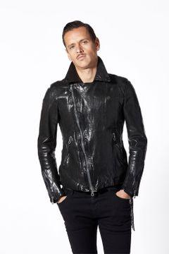 ITALY SHOULDER “GARMENT-DYED” DOUBLE RIDERS / ブラック